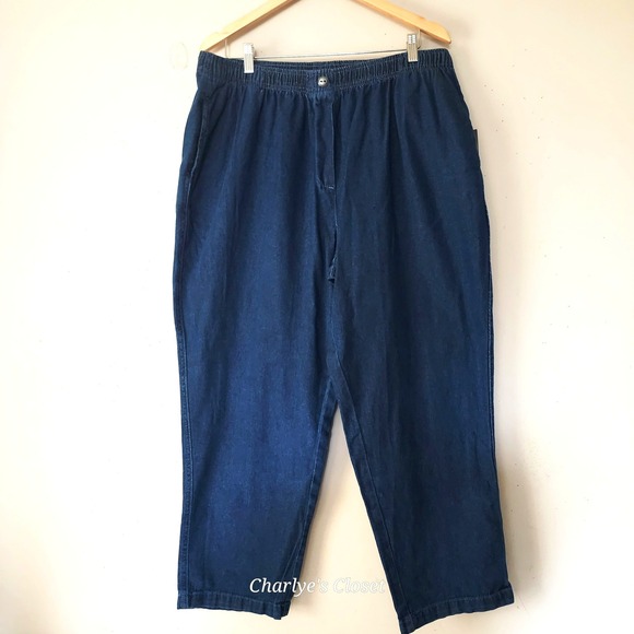 Woman Within Denim - Woman Within Blue Denim Straight Leg Pull-on Jeans Plus Size 22W Petite NWOT
